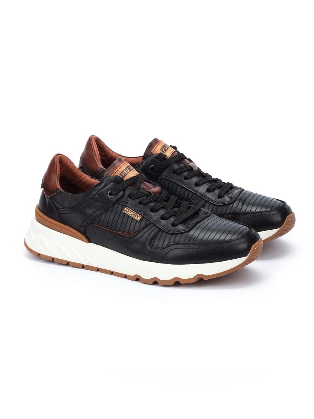 Pikolinos Aranda Men's Black & Brown Leather Casual Sneakers - Premium Comfort